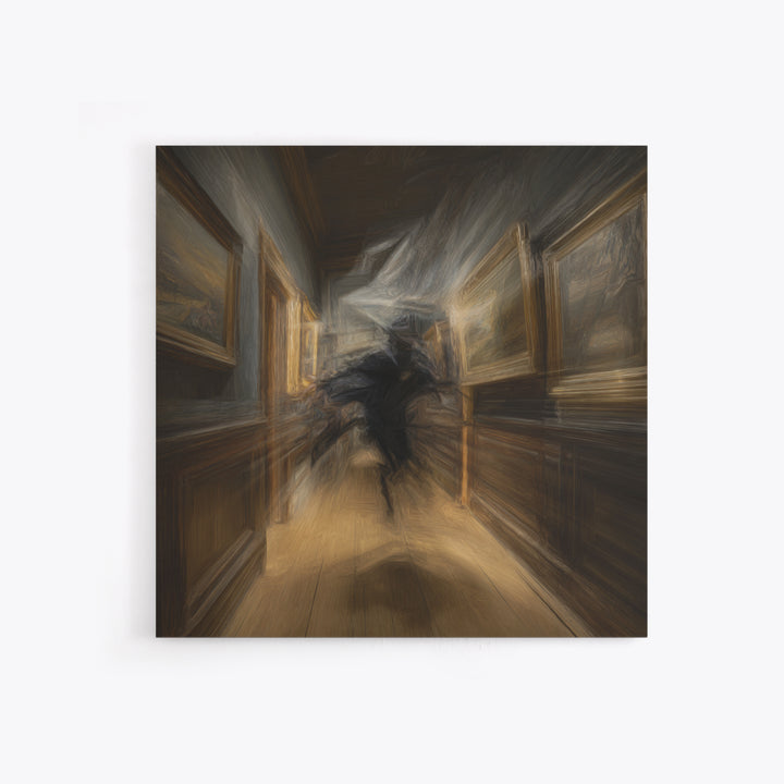 The Infinite Hallway, Expressionist Gothic Art, Square Wall Art, Macabre Wall Art, Framed Canvas Print, Halloween Wall Art