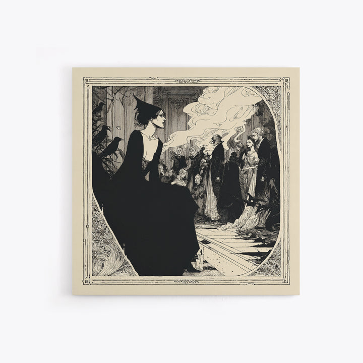 The Infinite Hallway, Decadent Line Art, Square Wall Art, Dark Halloween Decor, Canvas Print, Halloween Wall Art