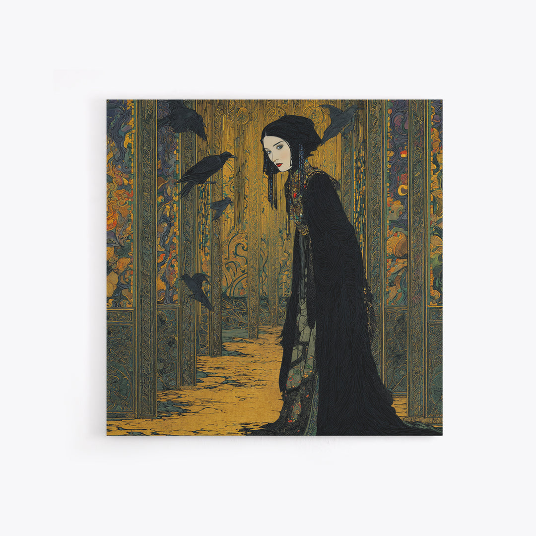 The Infinite Hallway, Stained Glass Gothic Art, Square Wall Art, Macabre Wall Art, Canvas Print, Halloween Wall Art, Collectible Wall Decor
