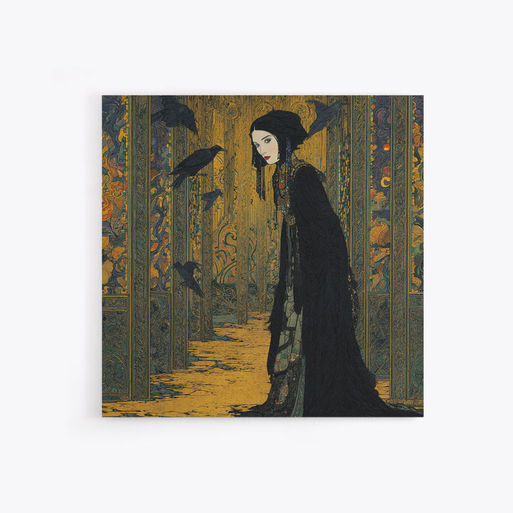 The Infinite Hallway, Stained Glass Gothic Art, Square Wall Art, Macabre Wall Art, Canvas Print, Halloween Wall Art, Collectible Wall Decor