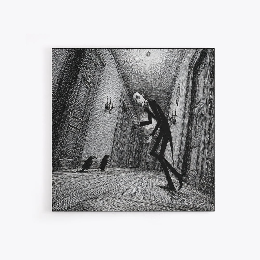 The Infinite Hallway, Victorian Macabre Art, Square Wall Art, Dark Halloween Decor, Canvas Print, Halloween Wall Art