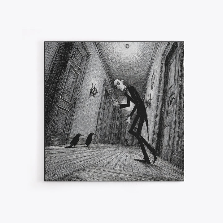 The Infinite Hallway, Victorian Macabre Art, Square Wall Art, Dark Halloween Decor, Canvas Print, Halloween Wall Art