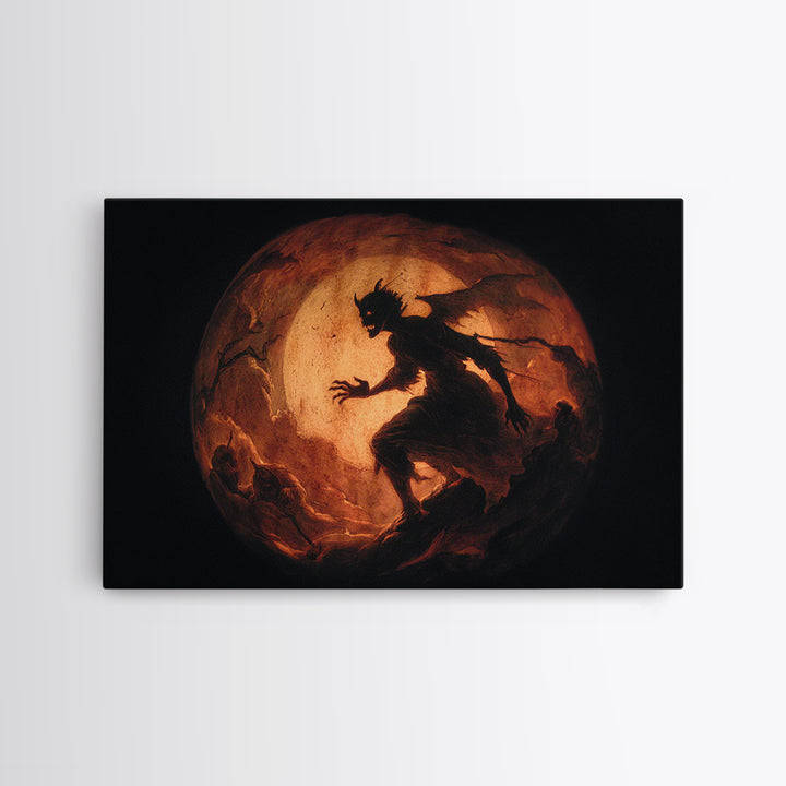 The Moon Inside A Pumpkin, Gothic Nightmare Art, Landscape Wall Art, Dark Halloween Decor, Canvas Print, Halloween Wall Art
