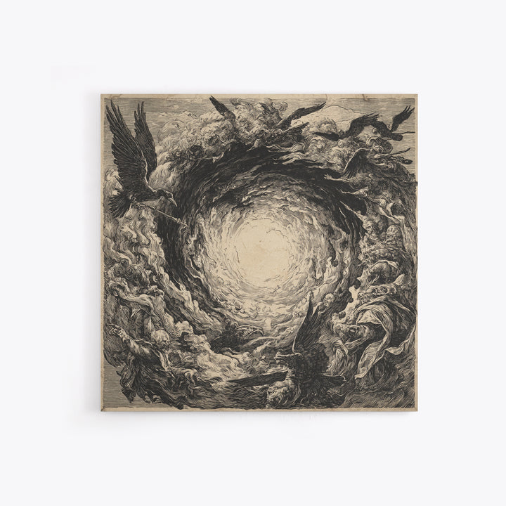The Autumn-Leaf Ghost, Renaissance Engraving Art, Square Wall Art, Gothic Horror Wall Art, Canvas Print, Halloween Wall Art