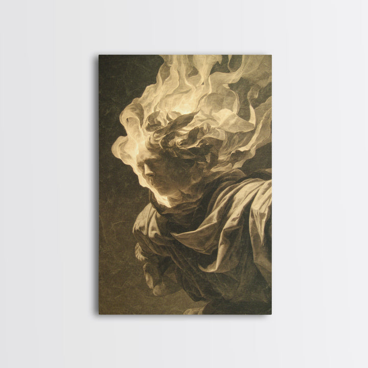 The Autumn-Leaf Ghost, Gothic Nightmare Art, Vertical Wall Art, Gothic Horror Wall Art, Framed Canvas Print, Halloween Wall Art