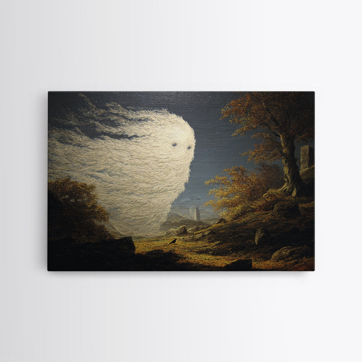 The Autumn-Leaf Ghost, Romantic Gothic Landscape, Landscape Wall Art, Dark Halloween Decor, Framed Canvas Print, Horror Wall Art