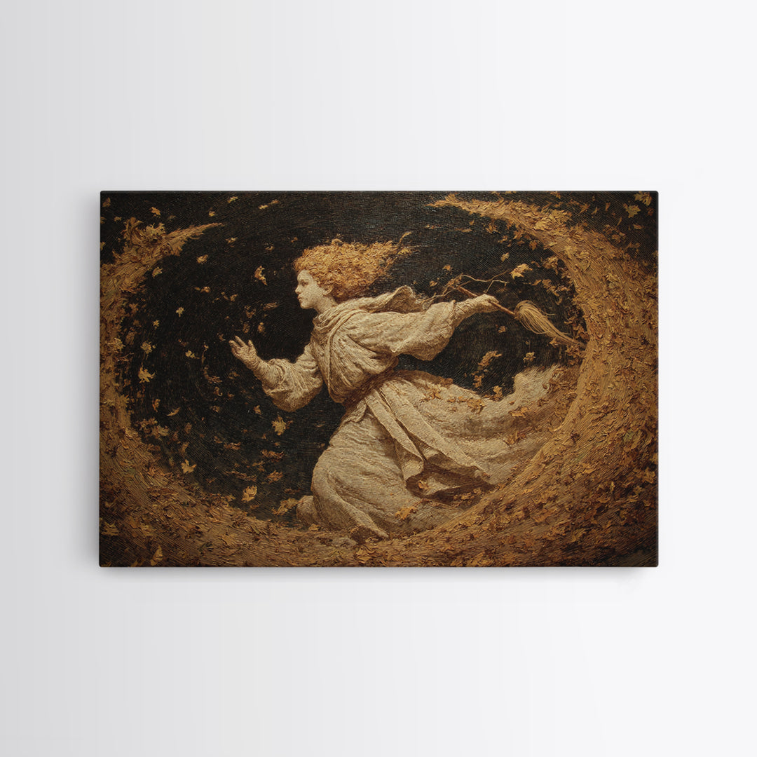 The Autumn-Leaf Ghost, Symbolist Gothic Landscape, Landscape Wall Art, Dark Fantasy Wall Art, Canvas Print, Halloween Wall Art