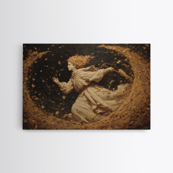 The Autumn-Leaf Ghost, Symbolist Gothic Landscape, Landscape Wall Art, Dark Fantasy Wall Art, Canvas Print, Halloween Wall Art