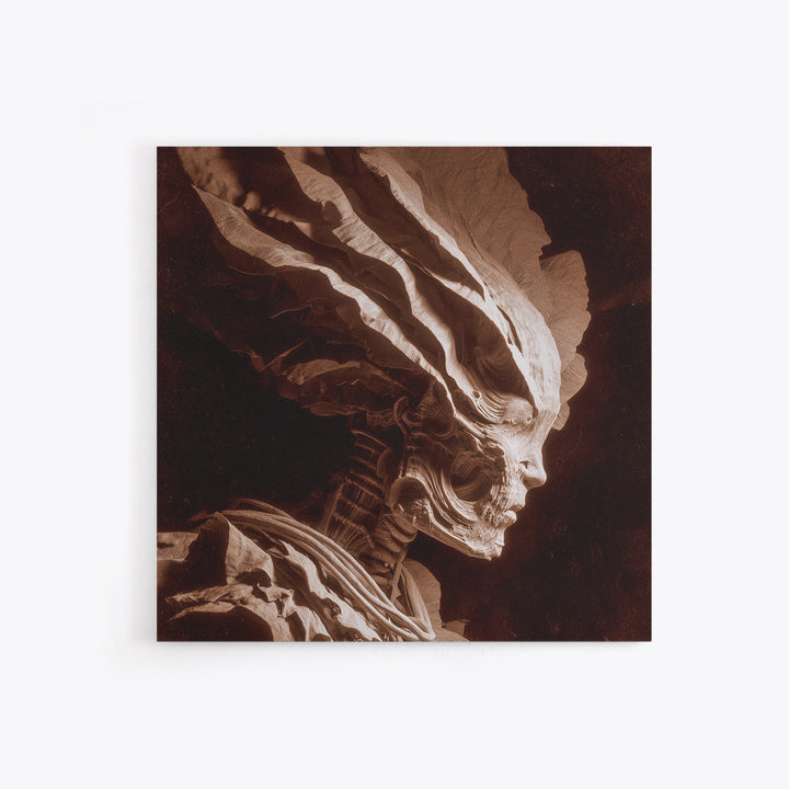 The Autumn-Leaf Ghost, Biomechanical Horror Art, Square Wall Art, Dark Halloween Decor, Framed Canvas Print, Halloween Wall Art
