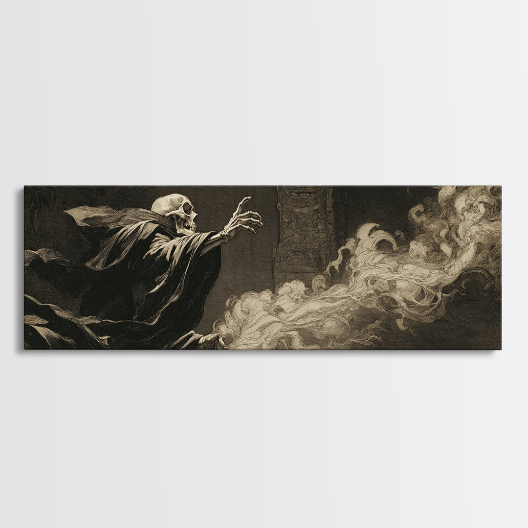 The Cathedral Of Bones, Dark Romantic Horror Art, Extra Wide Wall Art, Gothic Horror Wall Art, Framed Canvas Print, Halloween Wall Art
