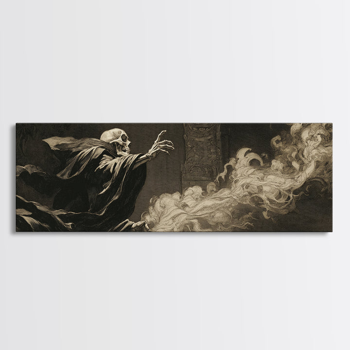 The Cathedral Of Bones, Dark Romantic Horror Art, Extra Wide Wall Art, Gothic Horror Wall Art, Framed Canvas Print, Halloween Wall Art