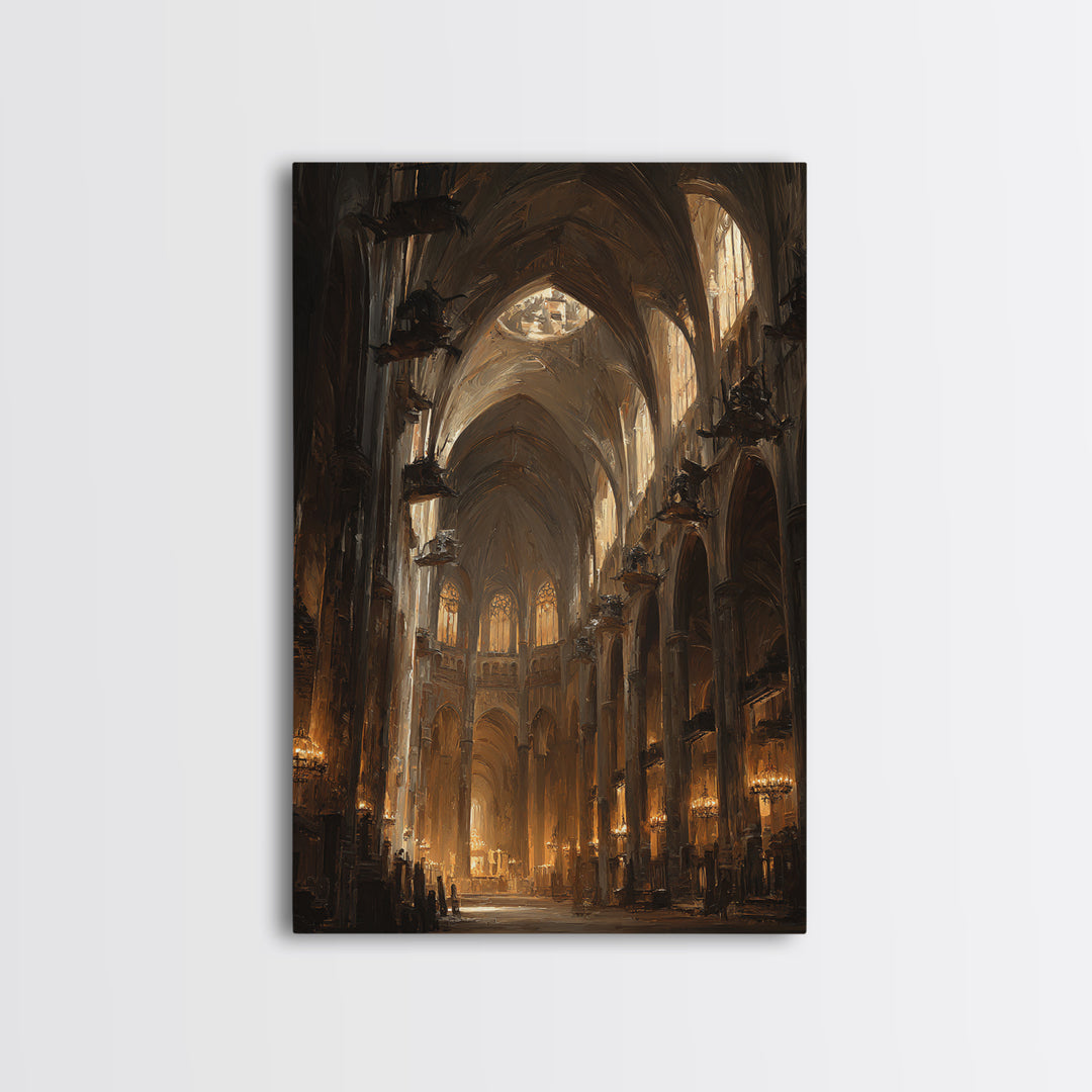 The Cathedral Of Bones, Expressionist Gothic Art, Vertical Wall Art, Dark Halloween Decor, Canvas Print, Halloween Wall Art