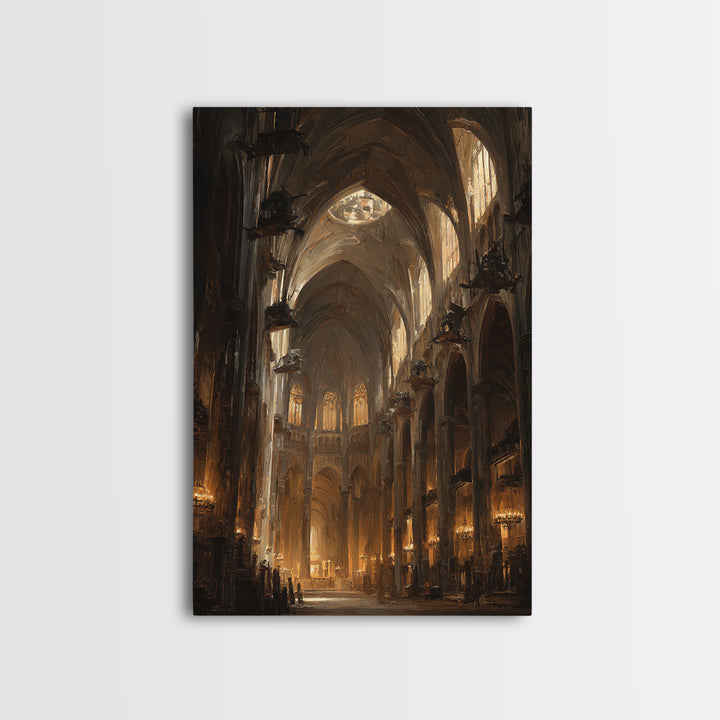 The Cathedral Of Bones, Expressionist Gothic Art, Vertical Wall Art, Dark Halloween Decor, Canvas Print, Halloween Wall Art