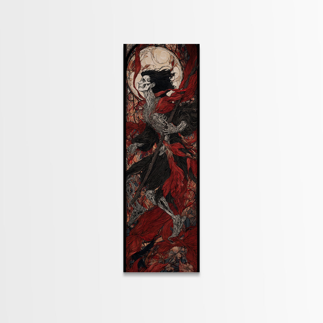 The Cathedral Of Bones, Stained Glass Gothic Art, Tall Narrow Wall Art, Macabre Wall Art, Framed Canvas Print, Halloween Wall Art