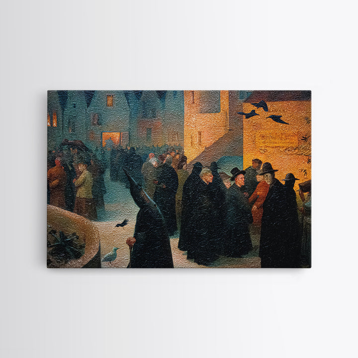 The Town Where Shadows Live, Medieval Grotesque Art, Landscape Wall Art, Gothic Horror Wall Art, Framed Canvas Print