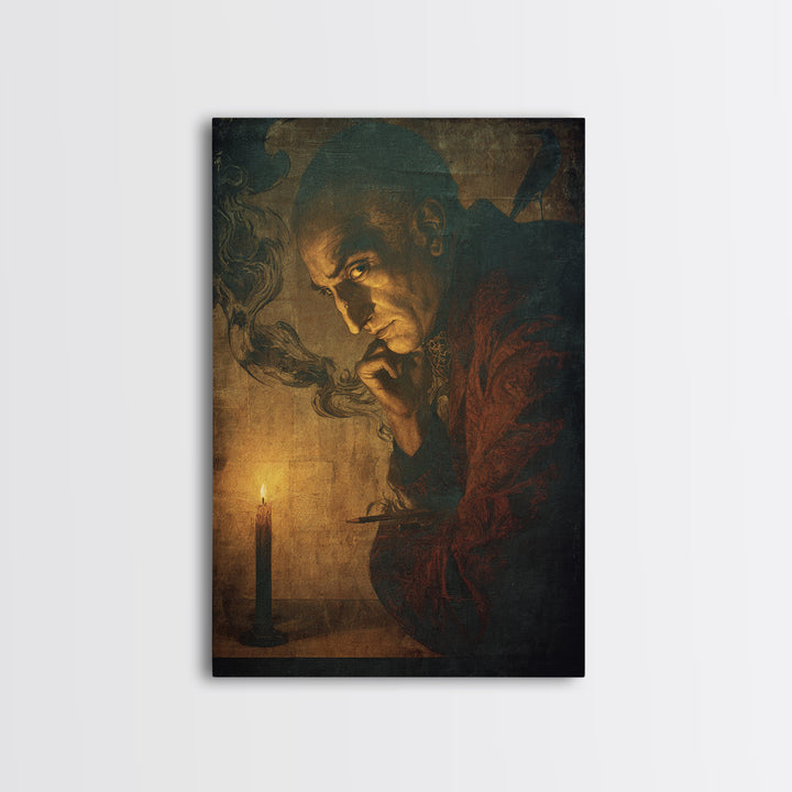 The Town Where Shadows Live, Dark Renaissance Art, Vertical Wall Art, Gothic Horror Wall Art, Canvas Print, Halloween Wall Art