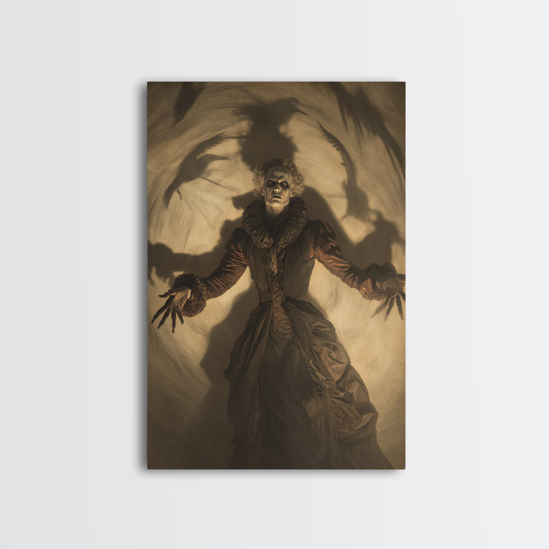 The Town Where Shadows Live, Gothic Nightmare Art, Vertical Wall Art, Dark Halloween Decor, Framed Canvas Print, Halloween Wall Art