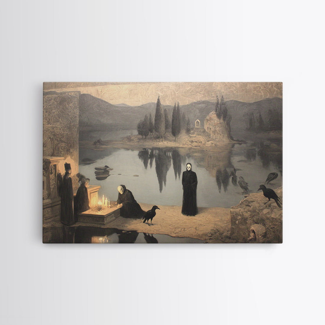 The Town Where Shadows Live, Symbolist Gothic Landscape, Landscape Wall Art, Dark Fantasy Wall Art, Canvas Print, Halloween Wall Art