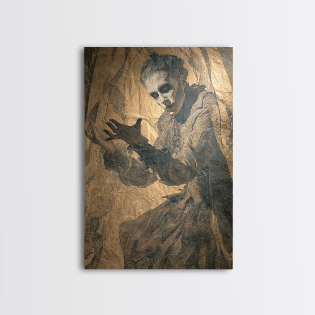 The Town Where Shadows Live, Decadent Gothic Art, Vertical Wall Art, Gothic Horror Wall Art, Framed Canvas Print, Halloween Wall Art