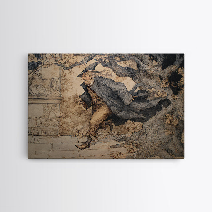 The Town Where Shadows Live, Gothic Storybook Art, Landscape Wall Art, Macabre Wall Art, Framed Canvas Print, Halloween Wall Art