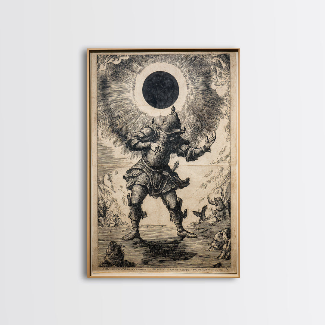 The Eclipse Summoning, Renaissance Engraving Art, Vertical Wall Art, Gothic Horror Wall Art, Canvas Print, Halloween Wall Art