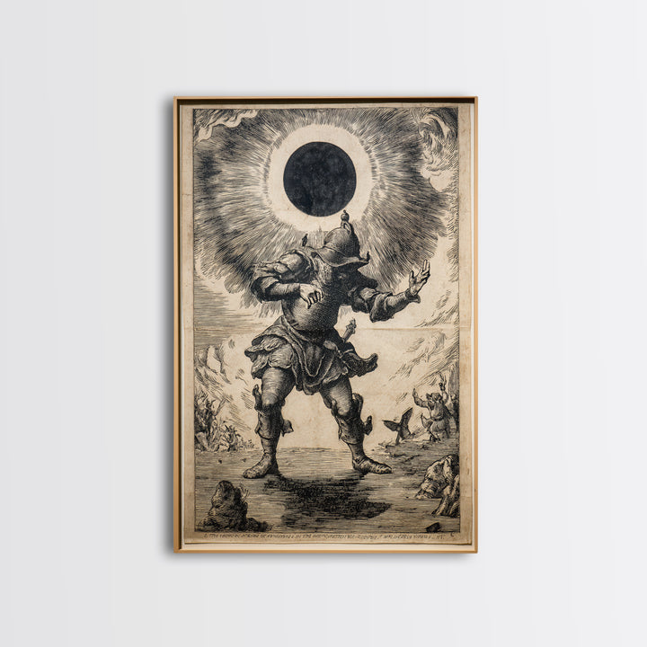 The Eclipse Summoning, Renaissance Engraving Art, Vertical Wall Art, Gothic Horror Wall Art, Canvas Print, Halloween Wall Art