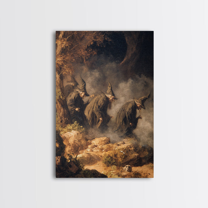 The Eclipse Summoning, Baroque Witchcraft Art, Vertical Wall Art, Dark Fantasy Wall Art, Framed Canvas Print, Halloween Wall Art