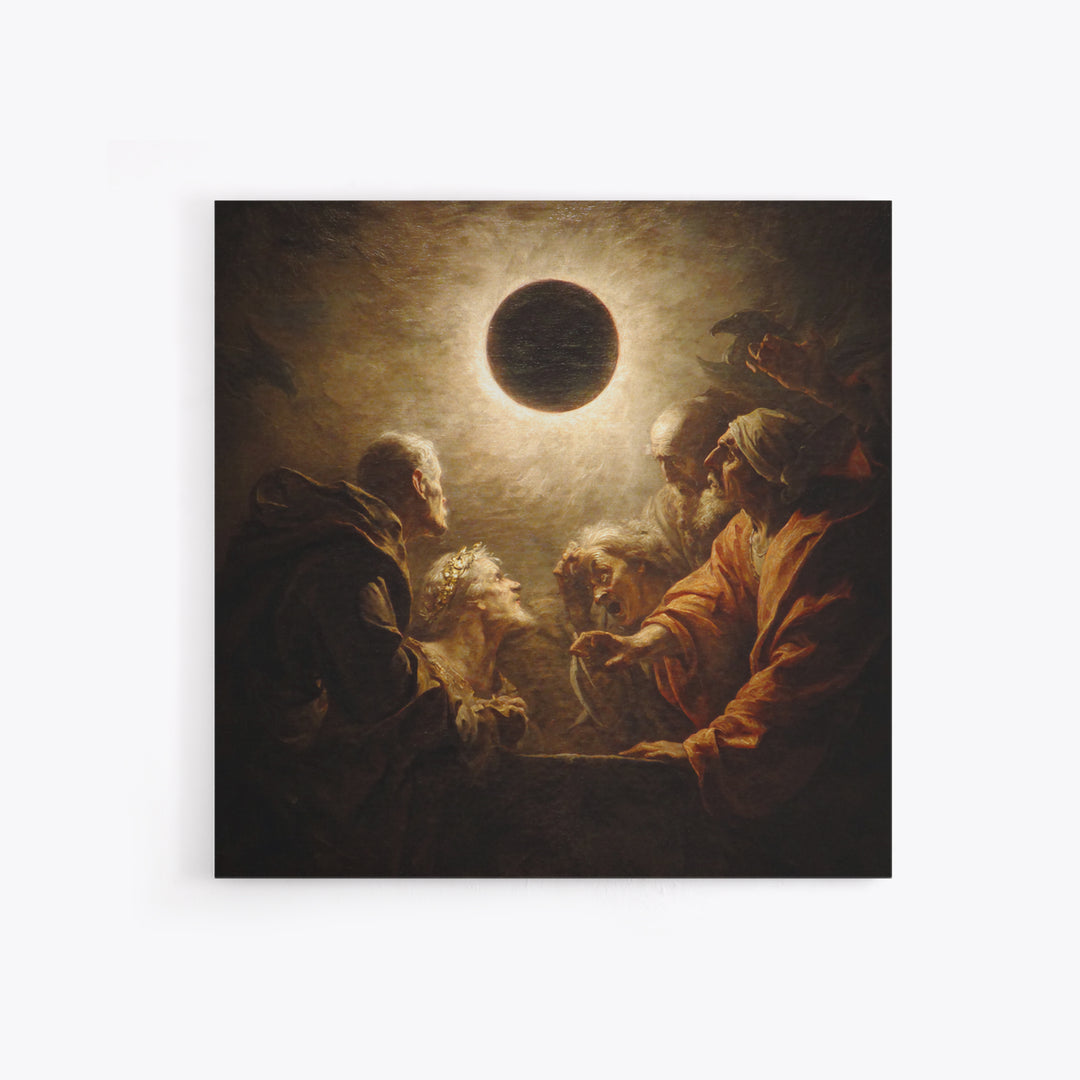 The Eclipse Summoning, Gothic Nightmare Art, Square Wall Art, Dark Halloween Decor, Framed Canvas Print, Halloween Wall Art