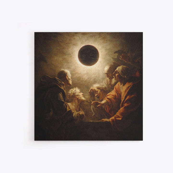 The Eclipse Summoning, Gothic Nightmare Art, Square Wall Art, Dark Halloween Decor, Framed Canvas Print, Halloween Wall Art