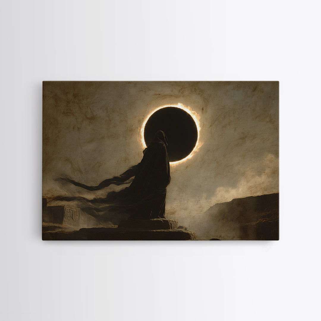 The Eclipse Summoning, Romantic Gothic Landscape, Landscape Wall Art, Macabre Wall Art, Canvas Print, Halloween Wall Art