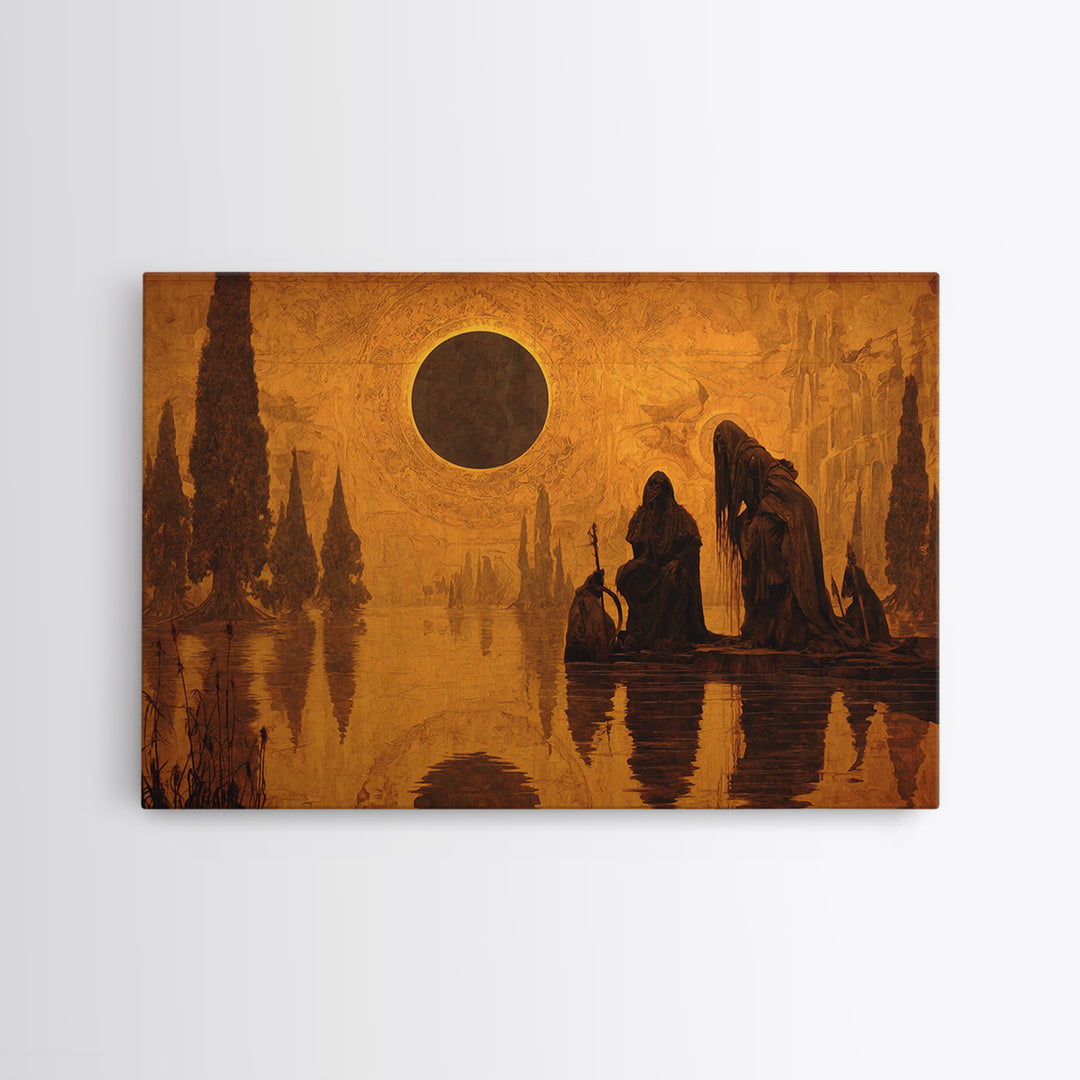 The Eclipse Summoning, Symbolist Gothic Landscape, Landscape Wall Art, Gothic Horror Wall Art, Canvas Print, Halloween Wall Art