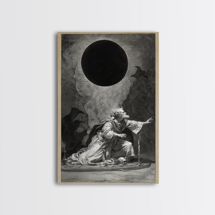 The Eclipse Summoning, Decadent Gothic Art, Vertical Wall Art, Dark Halloween Decor, Canvas Print, Halloween Wall Art