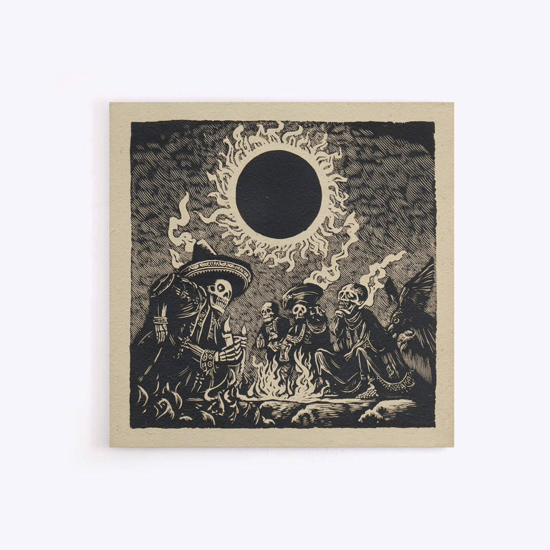 The Eclipse Summoning, Macabre Folk Print Art, Square Wall Art, Dark Fantasy Wall Art, Framed Canvas Print, Halloween Wall Art