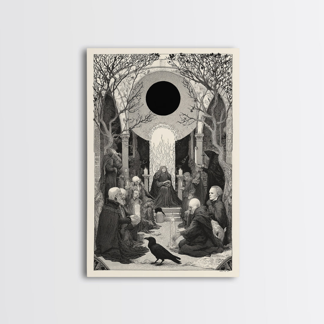 The Eclipse Summoning, Victorian Macabre Art, Vertical Wall Art, Gothic Horror Wall Art, Canvas Print, Halloween Wall Art