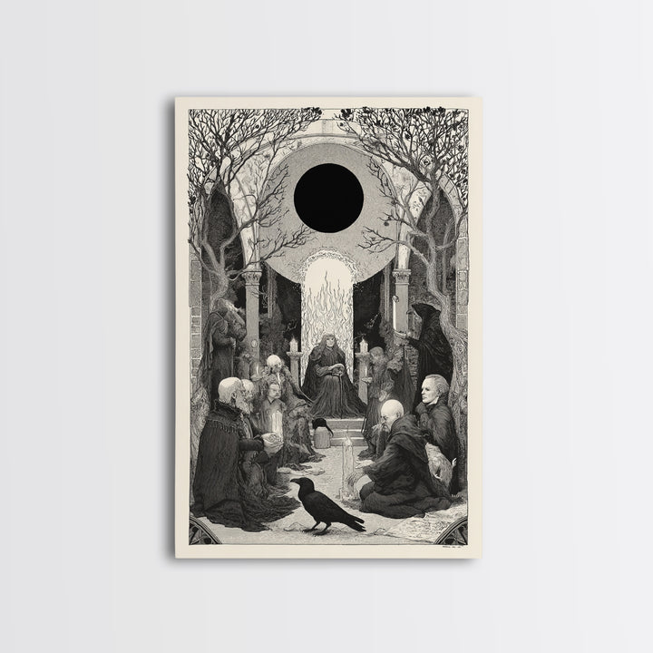 The Eclipse Summoning, Victorian Macabre Art, Vertical Wall Art, Gothic Horror Wall Art, Canvas Print, Halloween Wall Art