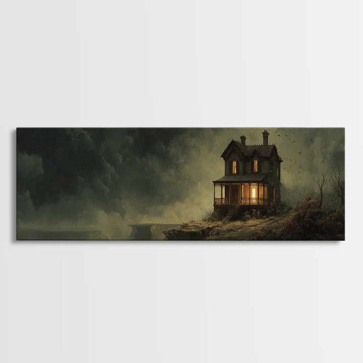 The Last House At The World'S Edge, Medieval Grotesque Art, Extra Wide Wall Art, Macabre Wall Art, Framed Canvas Print