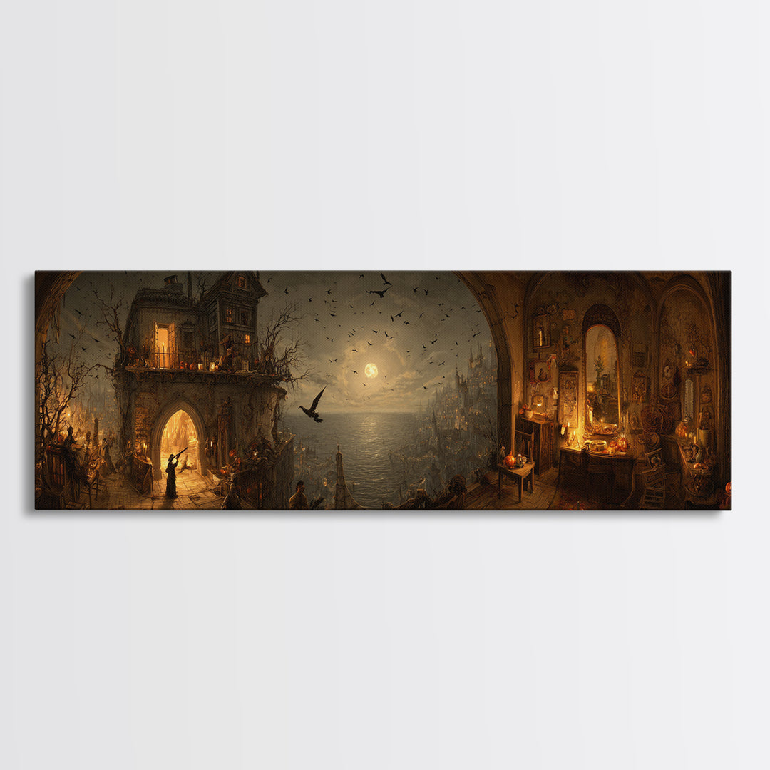The Last House At The World'S Edge, Northern Renaissance Horror, Extra Wide Wall Art, Dark Halloween Decor, Canvas Print