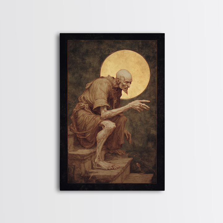 The Last House At The World'S Edge, Dark Renaissance Art, Vertical Wall Art, Dark Halloween Decor, Framed Canvas Print