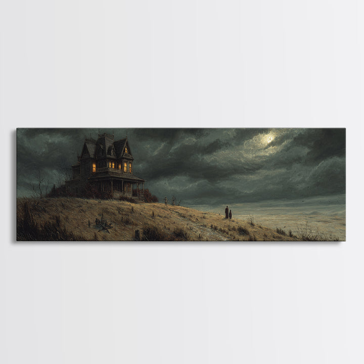 The Last House At The World'S Edge, Danse Macabre Art, Extra Wide Wall Art, Dark Halloween Decor, Canvas Print