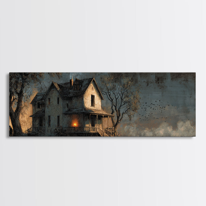 The Last House At The World'S Edge, Dark Romantic Horror Art, Extra Wide Wall Art, Dark Fantasy Wall Art, Framed Canvas Print
