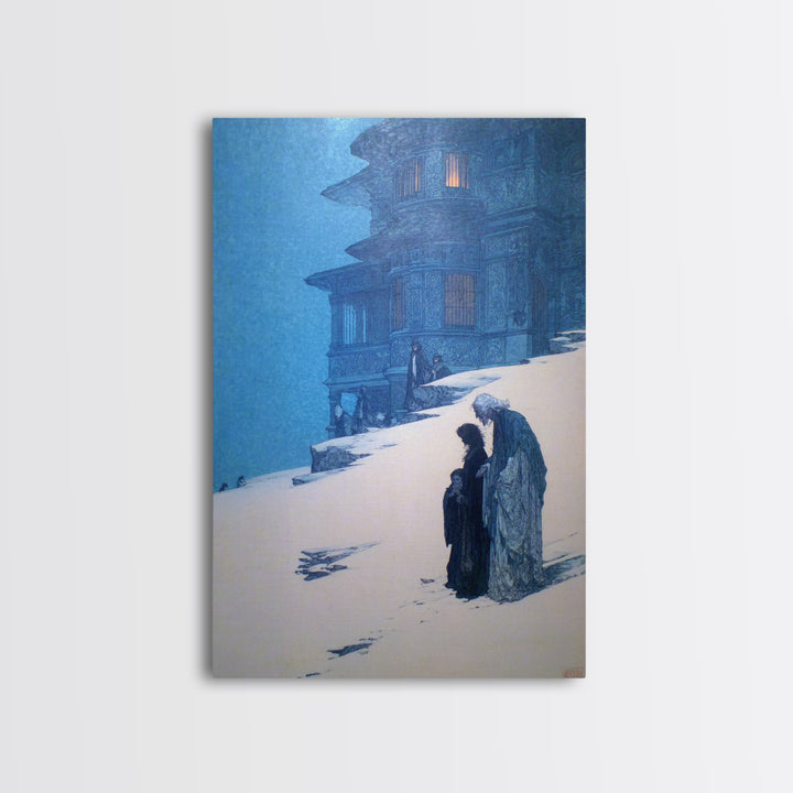 The Last House At The World'S Edge, Symbolist Death Art, Vertical Wall Art, Gothic Horror Wall Art, Framed Canvas Print