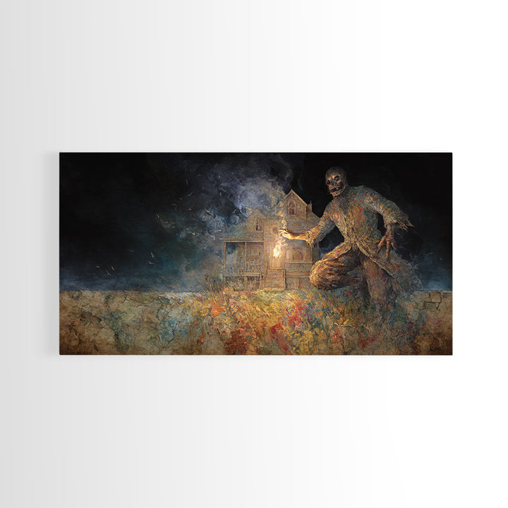 The Last House At The World'S Edge, Grotesque Carnival Art, Wide Panoramic Art, Macabre Wall Art, Canvas Print, Halloween Wall Art