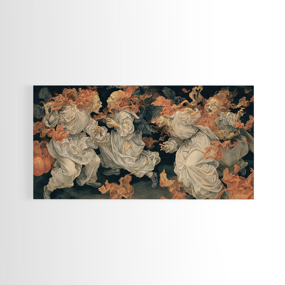 Halloween On Another Planet, Dark Renaissance Art, Wide Panoramic Art, Dark Halloween Decor, Canvas Print, Halloween Wall Art