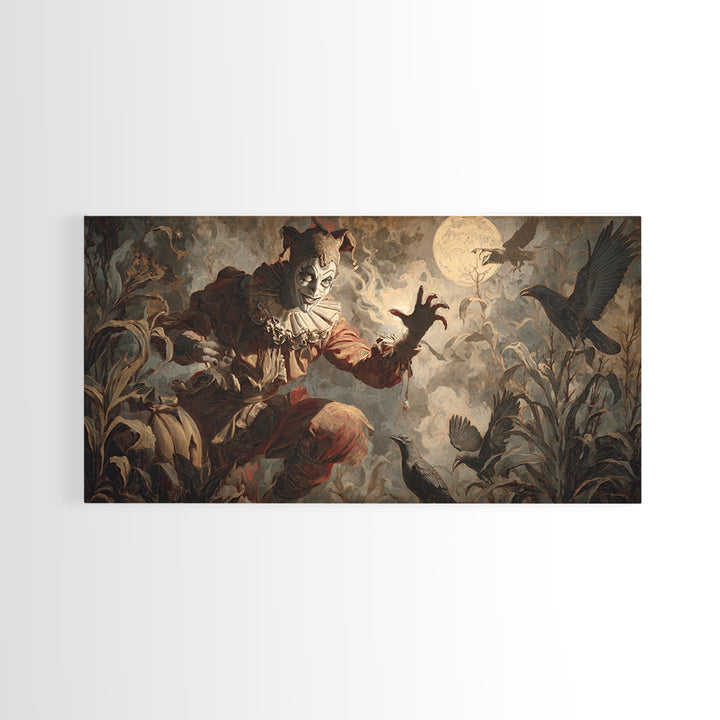 Halloween On Another Planet, Gothic Nightmare Art, Wide Panoramic Art, Macabre Wall Art, Framed Canvas Print, Halloween Wall Art