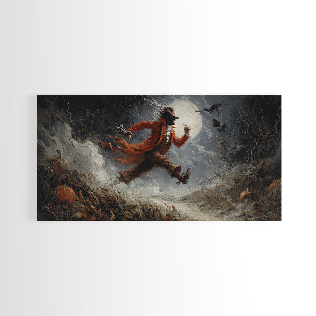 Halloween On Another Planet, Visionary Gothic Art, Wide Panoramic Art, Dark Fantasy Wall Art, Canvas Print, Halloween Wall Art