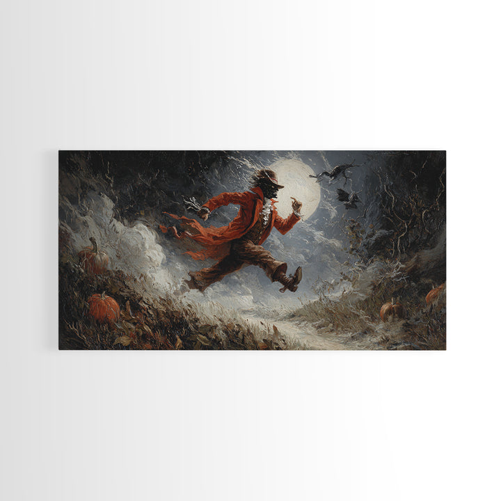 Halloween On Another Planet, Visionary Gothic Art, Wide Panoramic Art, Dark Fantasy Wall Art, Canvas Print, Halloween Wall Art