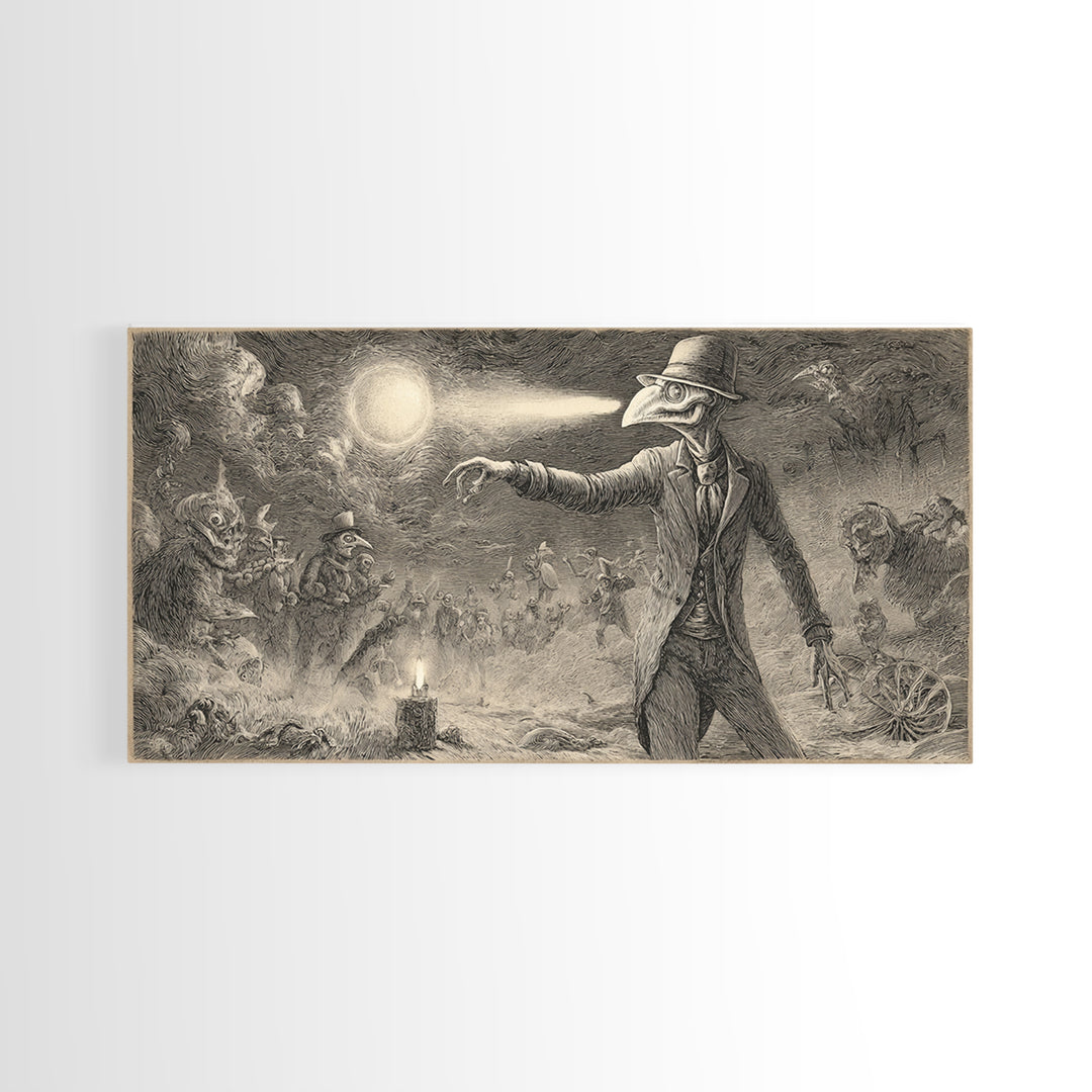 Halloween On Another Planet, Expressionist Nightmare Art, Wide Panoramic Art, Gothic Horror Wall Art, Canvas Print, Halloween Wall Art