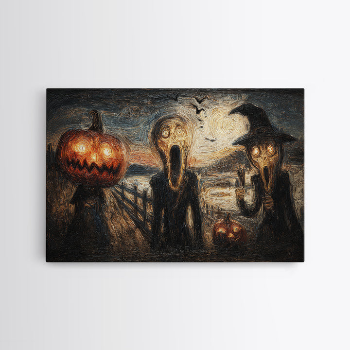 Halloween On Another Planet, Expressionist Gothic Art, Landscape Wall Art, Gothic Horror Wall Art, Framed Canvas Print, Halloween Wall Art