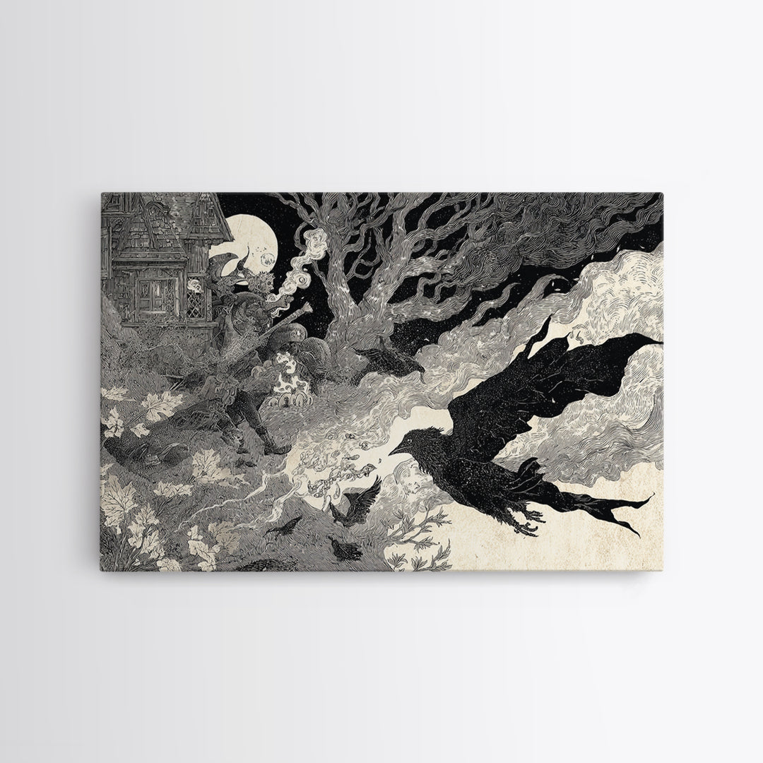 Halloween On Another Planet, Victorian Macabre Art, Landscape Wall Art, Macabre Wall Art, Framed Canvas Print, Halloween Wall Art