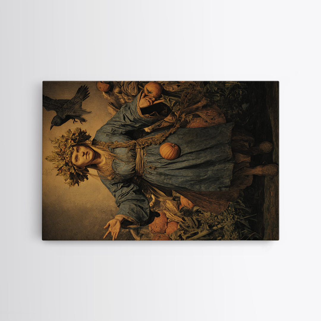 The Personification Of October, Medieval Grotesque Art, Landscape Wall Art, Gothic Horror Wall Art, Framed Canvas Print